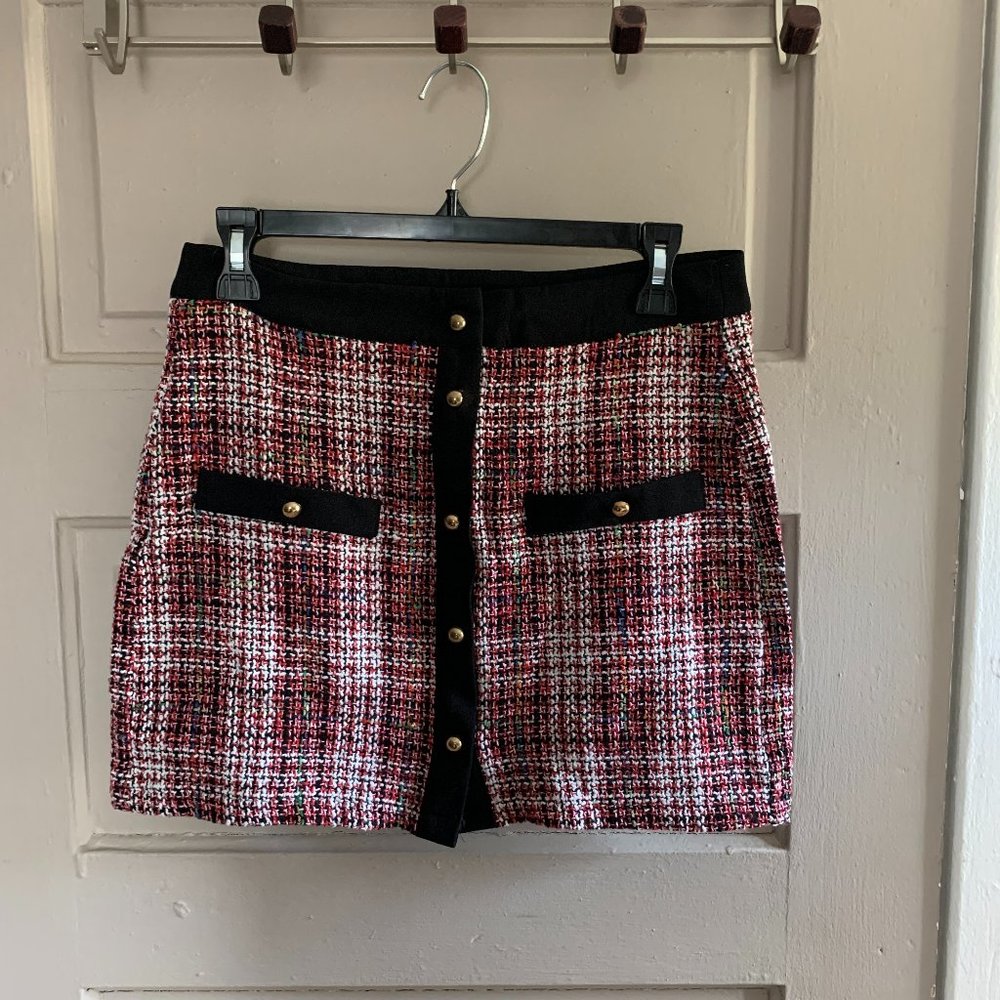 Adorable Tweed Plaid Mini Skirt
